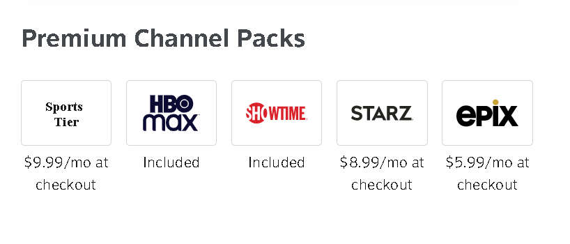Screenshot of a Xfinity Comcast TV bundle promotion for free Premium Channels.